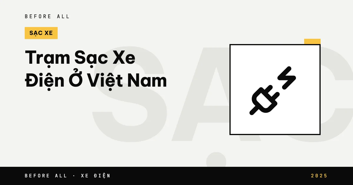 Ảnh bìa bài "Trạm Sạc Xe Điện Ở Việt Nam" của Before All: biểu tượng và từ khóa chủ đề, năm 2025